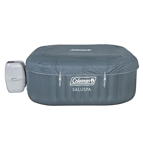 Coleman 15442-BW SaluSpa 4 Person Portable Inflatable Outdoor Square Hot Tub Spa with 114 Air Jets