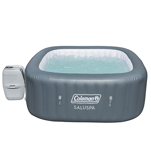 Coleman 15442-BW SaluSpa 4 Person Portable Inflatable Outdoor Square Hot Tub Spa with 114 Air Jets