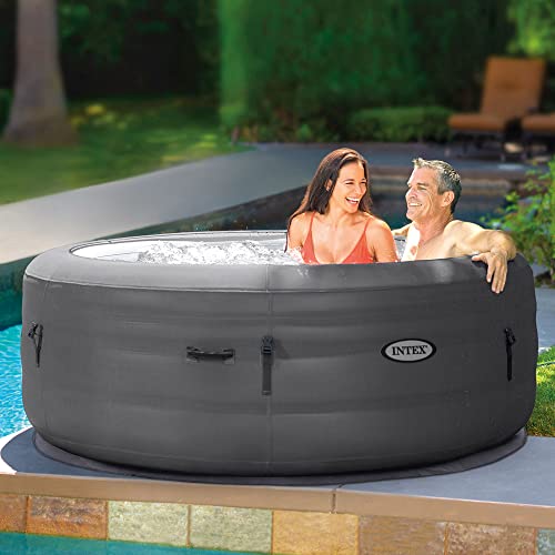 Intex 28481E Simple Spa 77in x 26in 4-Person Outdoor Portable Inflatable Round Heated Hot Tub Spa with 100 Bubble Jets