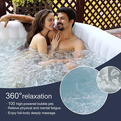 RELXTIME Inflatable Portable Hot Tub 2 Person Outdoor Air Jet Spa Oval Blow Up Hottubs with 100 Bubble jets